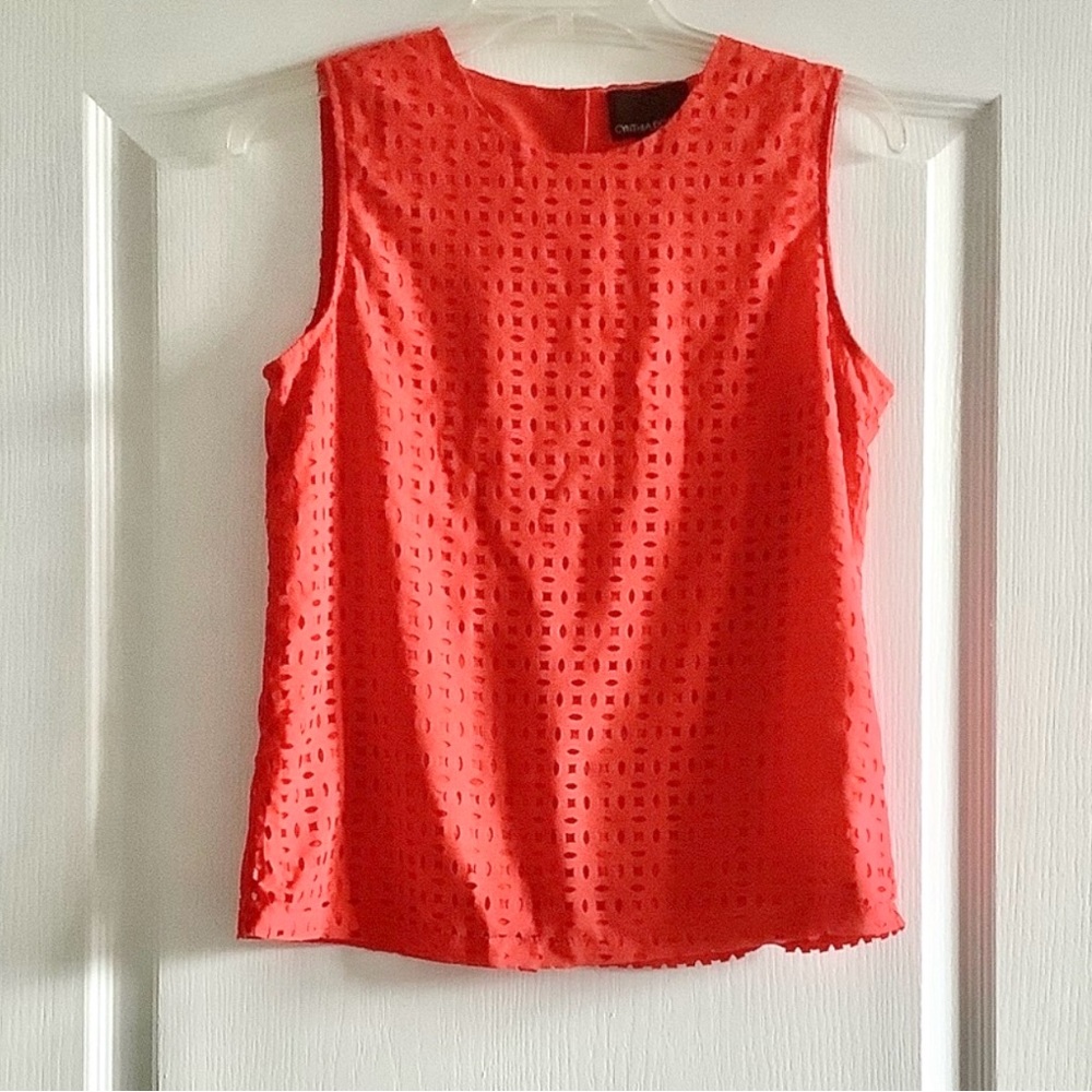 CYNTHIA ROWLEY ORANGE SLEEVELESS BLOUSE TANK TOP-  SIZE XS